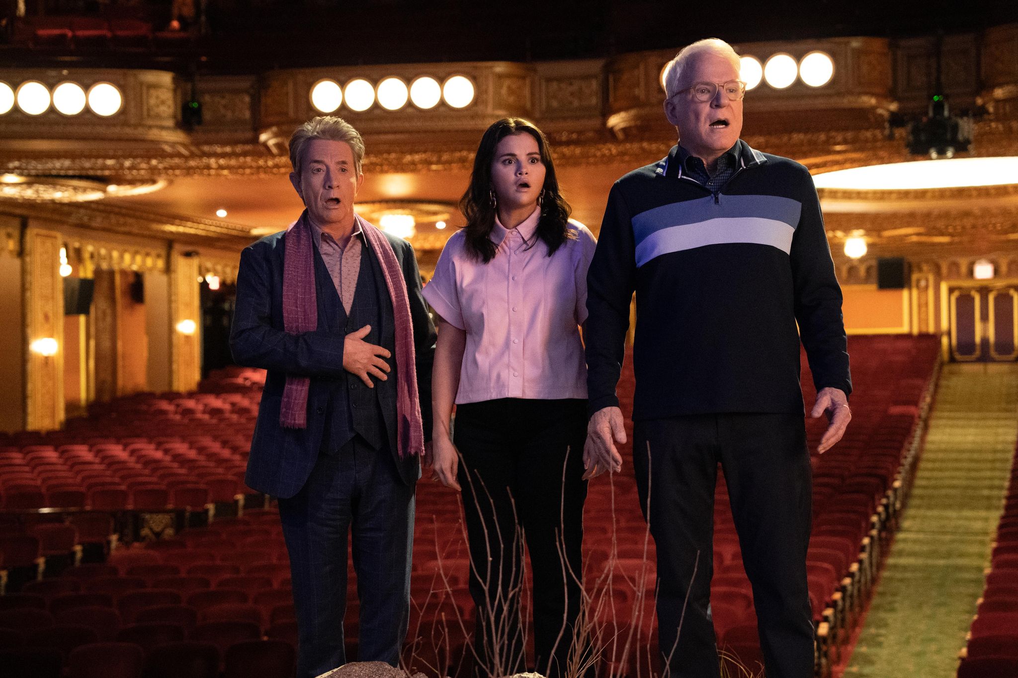 Oliver (Martin Short), Mabel (Selena Gomez) und Charles (Steve Martin)  sind wieder auf Mördersuche. Foto: Patrick Harbron/Hulu/ Disney+ 2023/dpa